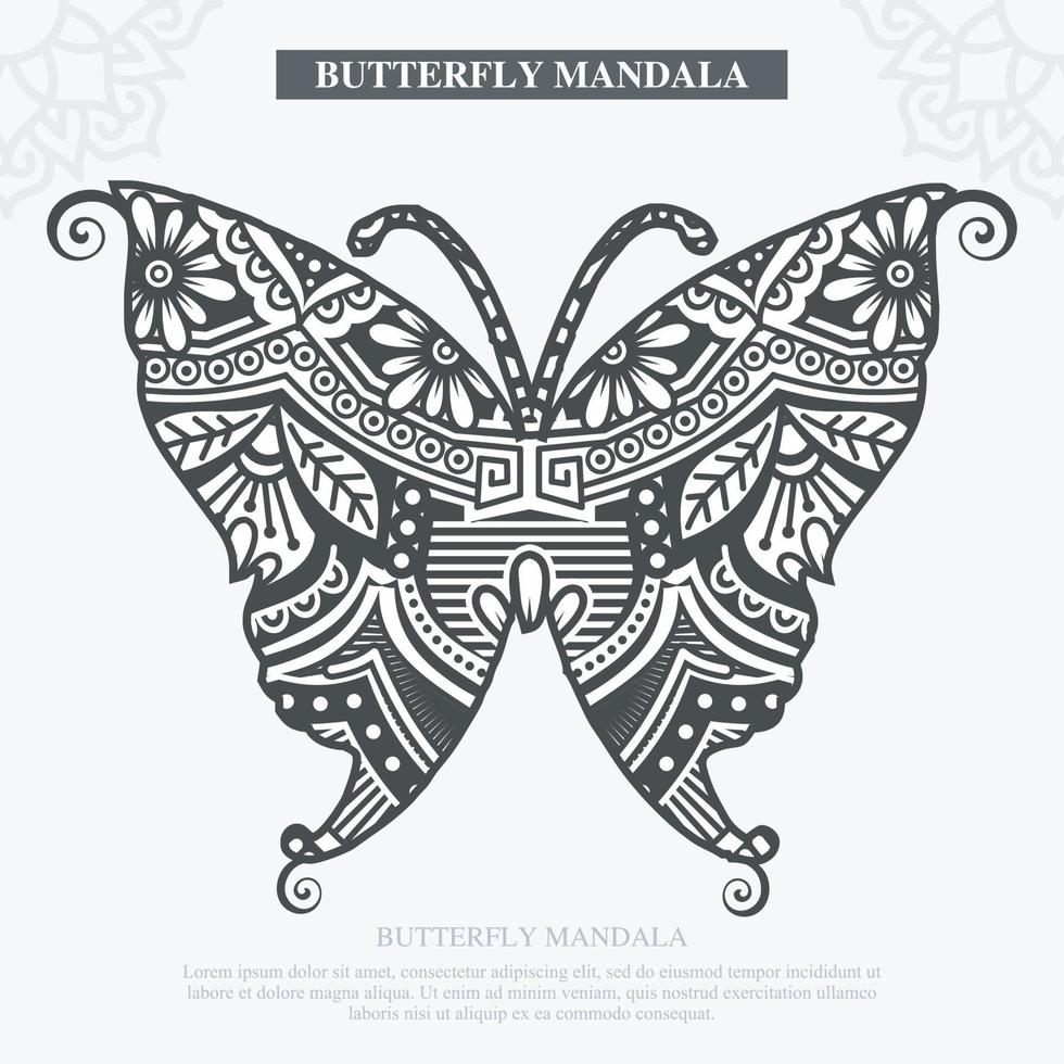 vector de mandala de mariposa. decorativo vintage. ilustración vectorial.