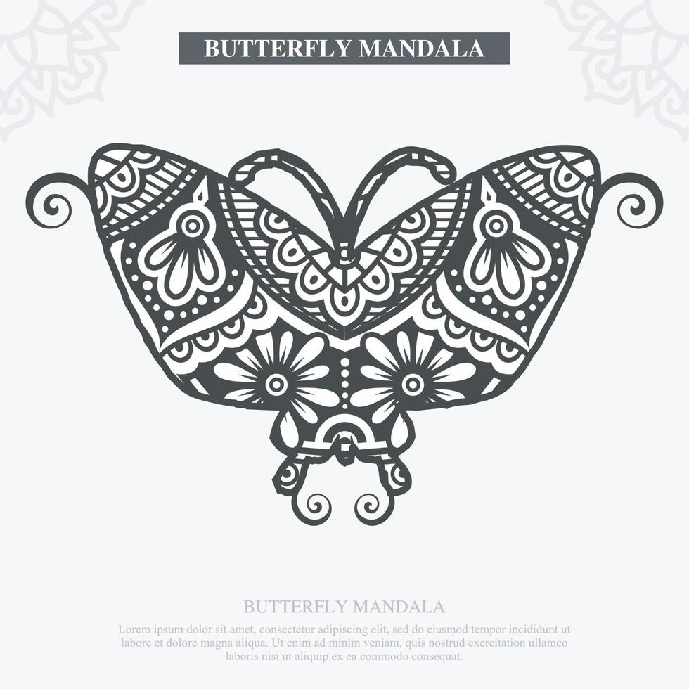 Butterfly Mandala Vector. Vintage Decorative. Vector illustration.