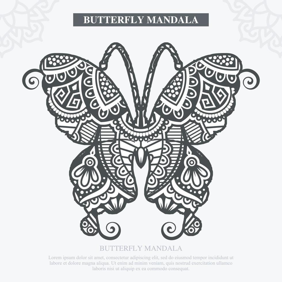 vector de mandala de mariposa. decorativo vintage. ilustración vectorial.