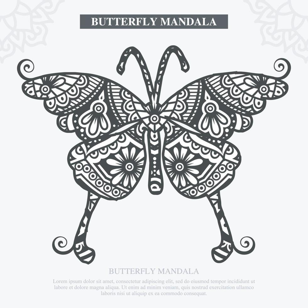 Butterfly Mandala Vector. Vintage Decorative. Vector illustration.