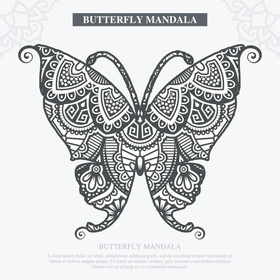 Butterfly Mandala Vector. Vintage Decorative. Vector illustration.