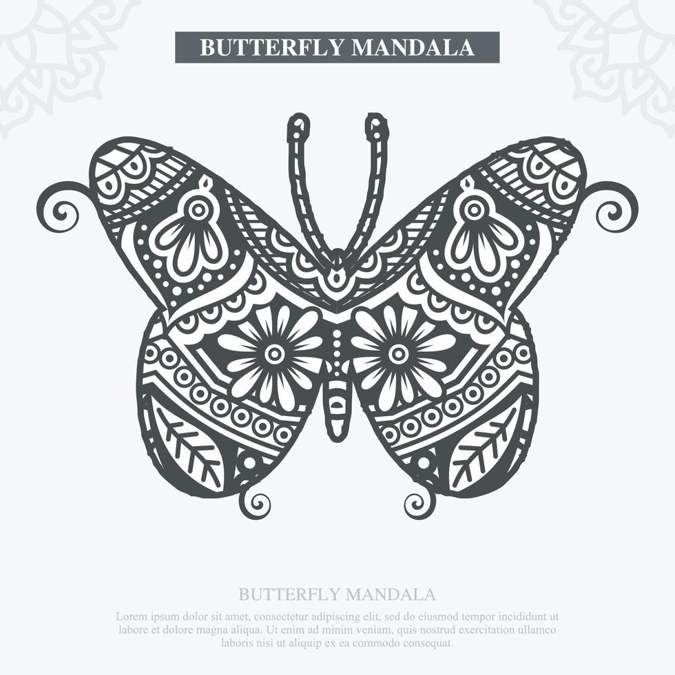 Butterfly Mandala Vector. Vintage Decorative. Vector illustration.