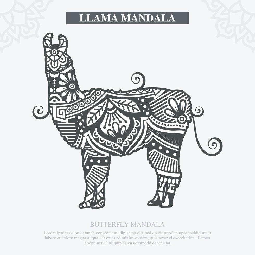 LLAMA Mandala Vector. Vintage decorative elements. Oriental pattern, vector illustration.