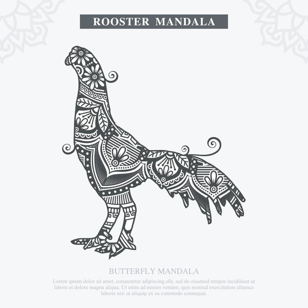 Rooster Mandala Vector. Vintage decorative elements. Oriental pattern, vector illustration.