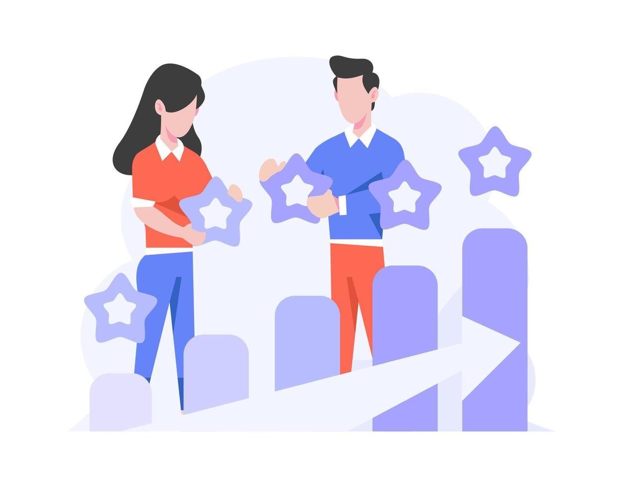 Customer Give Product Review and Stars Online Marketplace Concept Flat Style Design Illustration vector