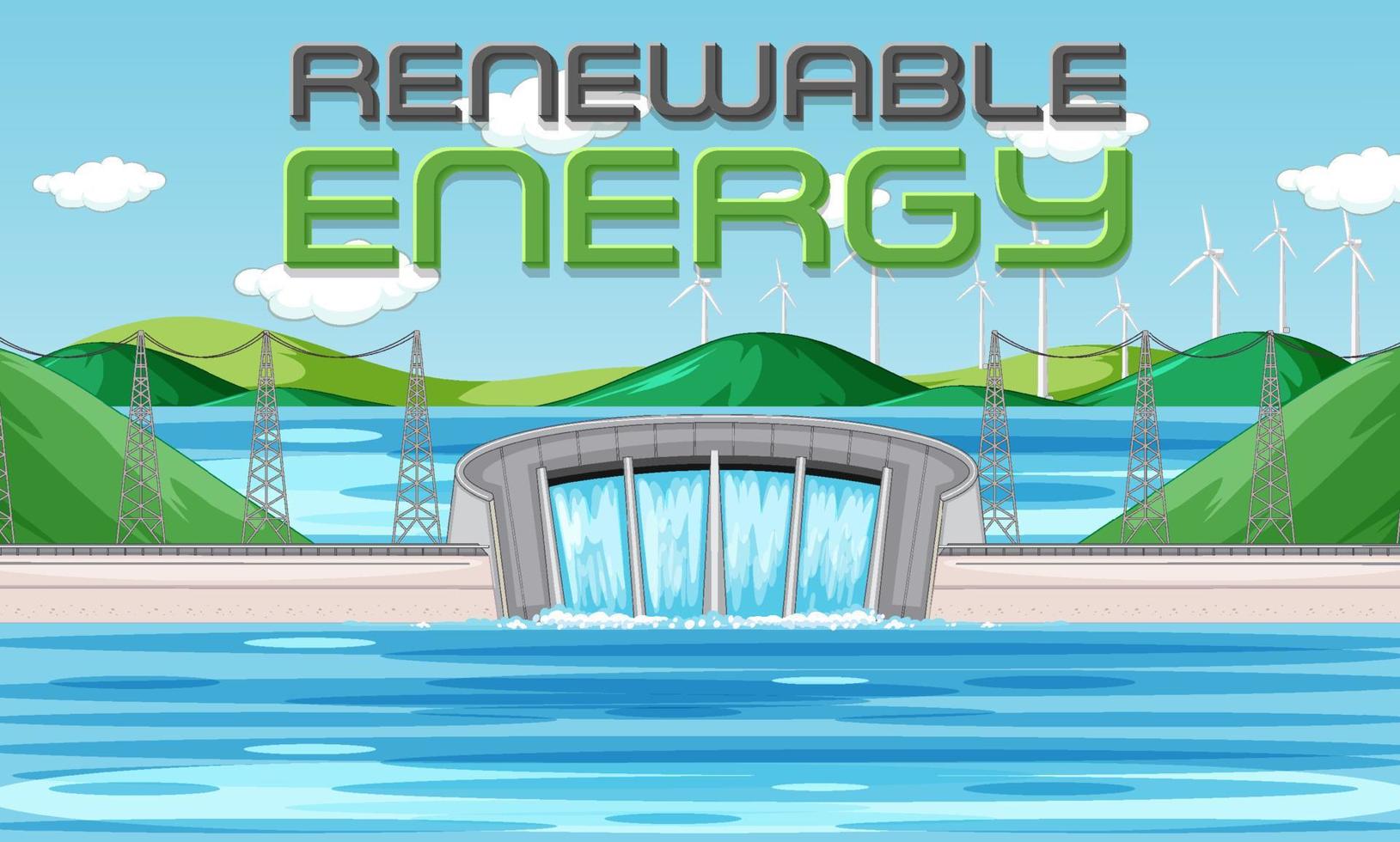 Hydro Power Plants generate electricity with renewal banner vector