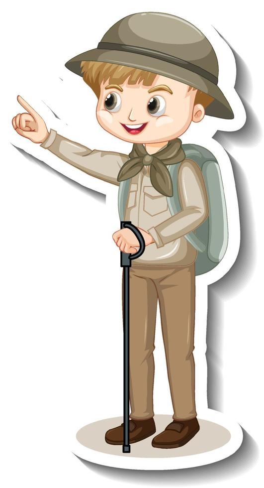 A sticker template of boy cartoon character vector