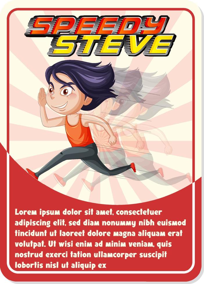 Character game card template with word Speedy Sam vector