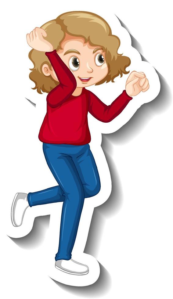 A girl in standing pose cartoon character sticker vector