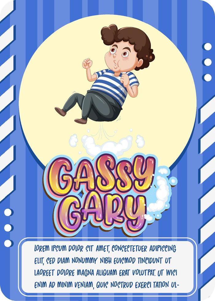 Character game card template with word Gassy Gary vector
