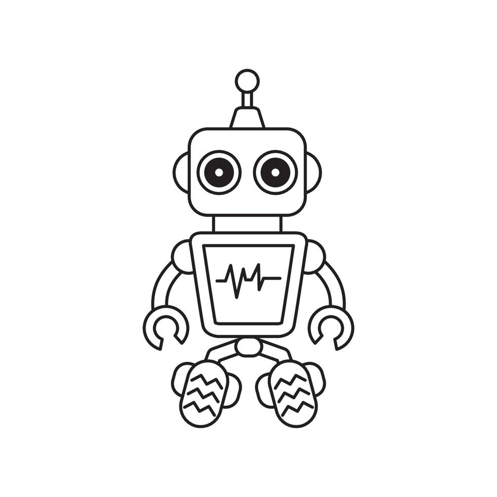 robot clipart black and white