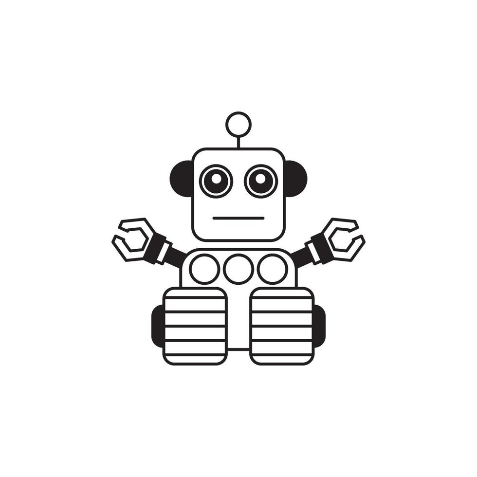 robots delinean el icono de vector. Icono de robots negros de línea delgada, ilustración vectorial simple de elemento plano del concepto de inteligencia artificial editable aislado sobre fondo blanco. vector