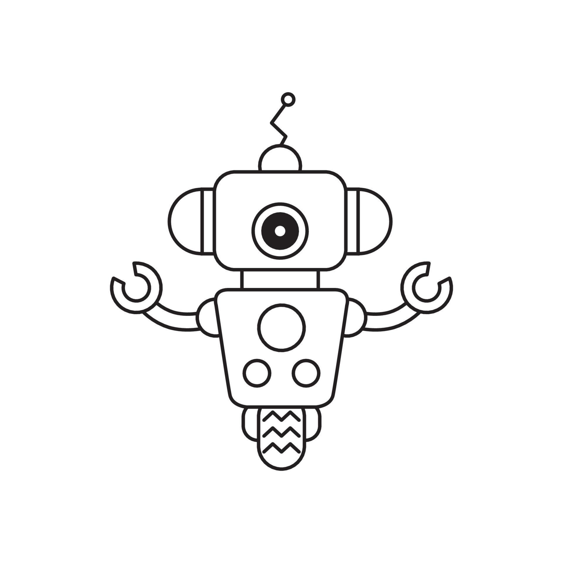 Robots outline vector icon. Thin line black robots icon, flat vector