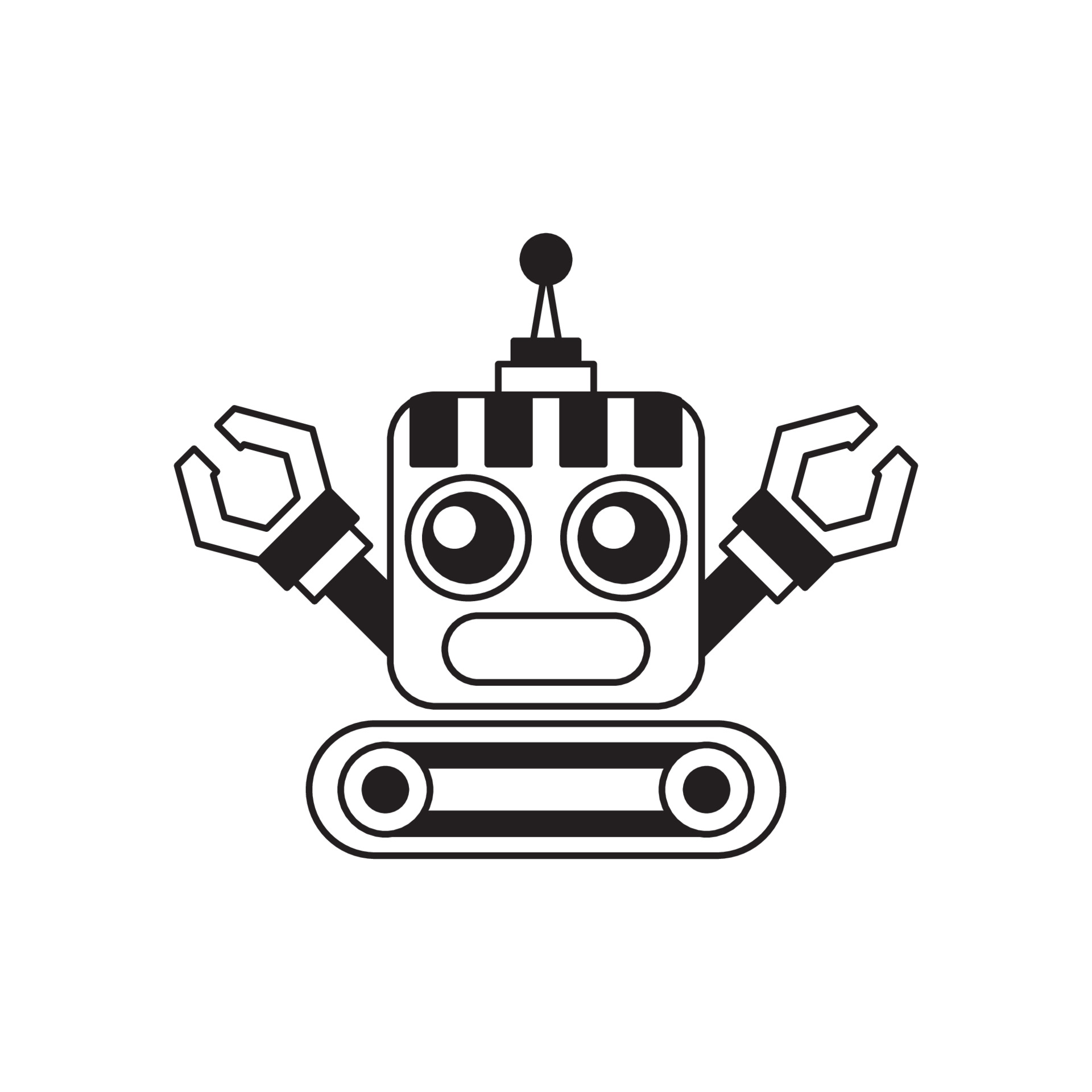 Robots outline vector icon. Thin line black robots icon, flat vector