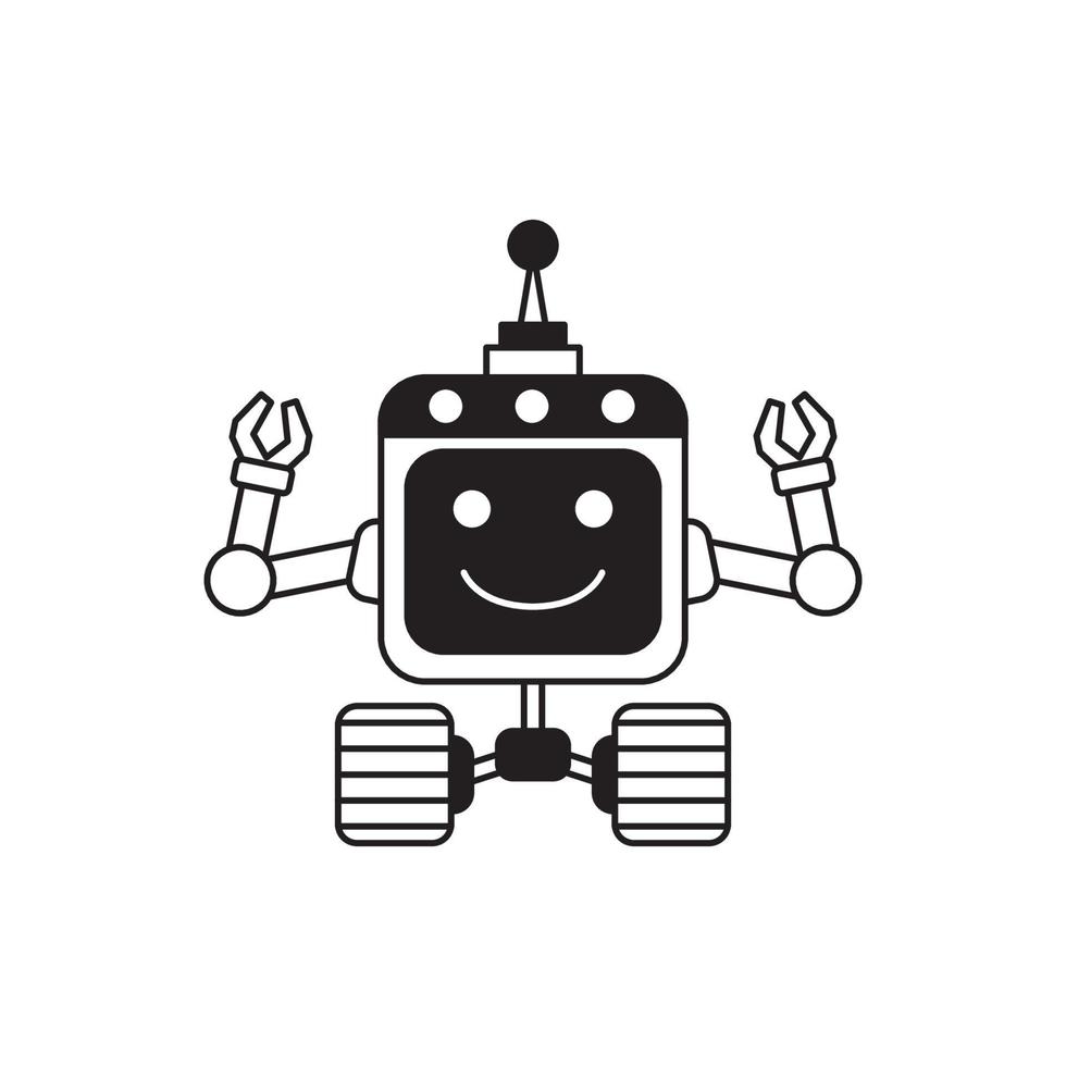 robots delinean el icono de vector. Icono de robots negros de línea delgada, ilustración vectorial simple de elemento plano del concepto de inteligencia artificial editable aislado sobre fondo blanco. vector