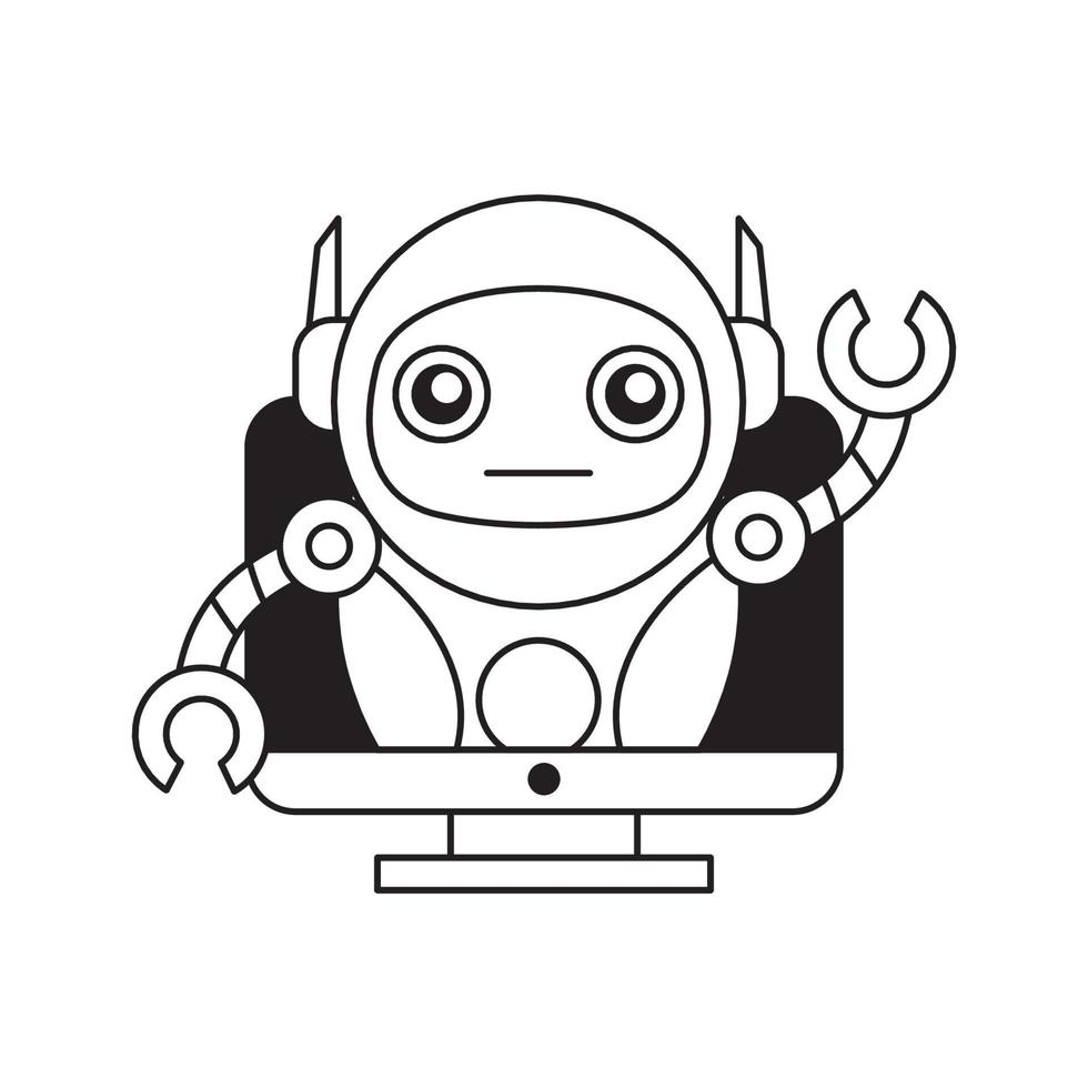 Robots outline vector icon. Thin line black robots icon, flat vector simple element illustration from editable artificial intelligence concept isolated on white background