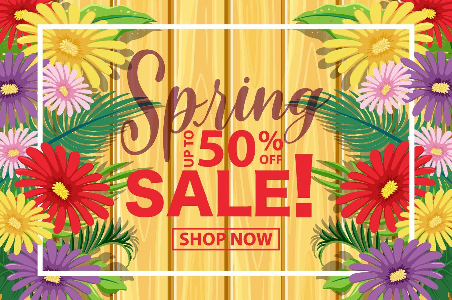 Spring sale banner template vector