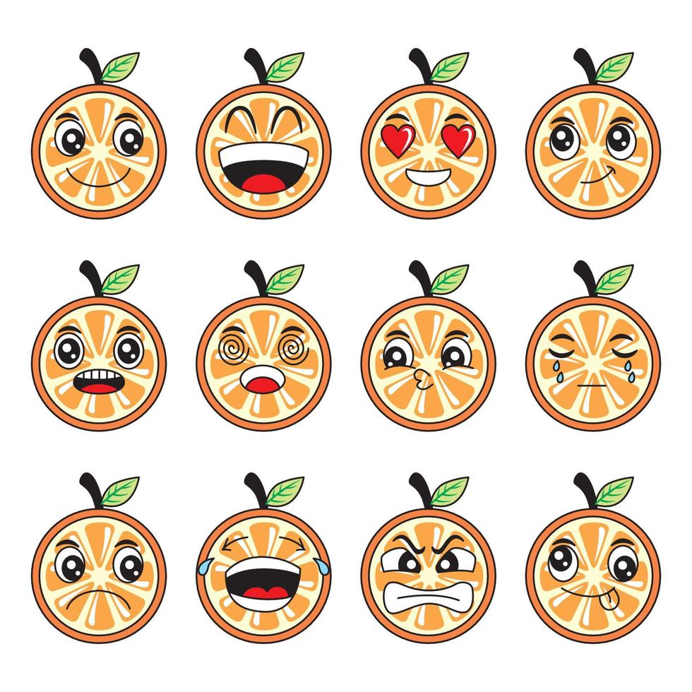 orange cartoon vector illustration with happy and funny facial ...