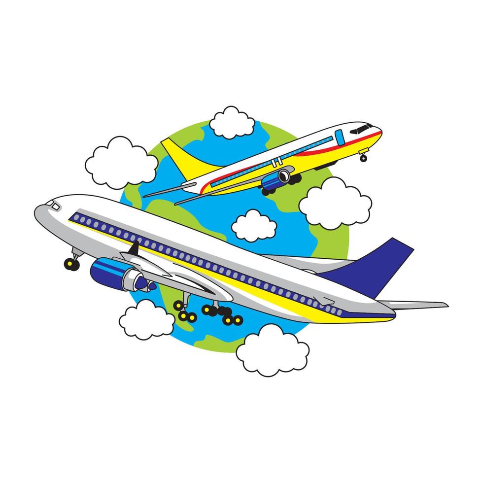 dibujos animados de avión comercial está en la ilustración de vector de  aire 3567839 Vector en Vecteezy