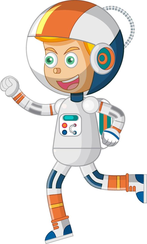 personaje de dibujos animados de niño astronauta sobre fondo blanco vector