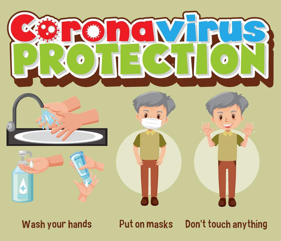 protección contra coronavirus con banner de prevención covid-19 vector