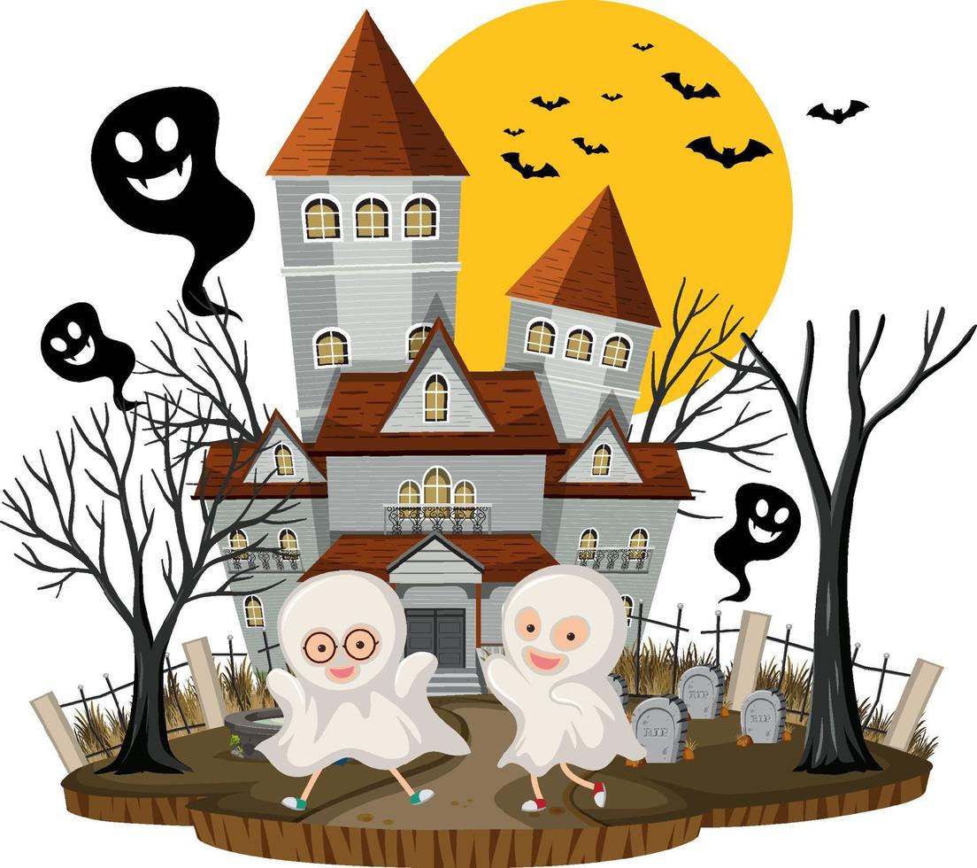 Halloween festival with haunted mansion vector