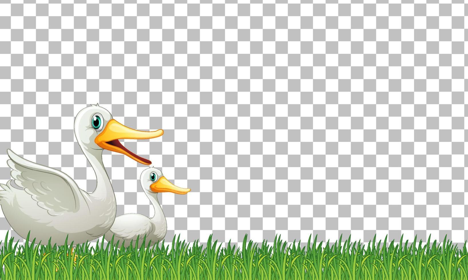 Duck and baby on grid background vector