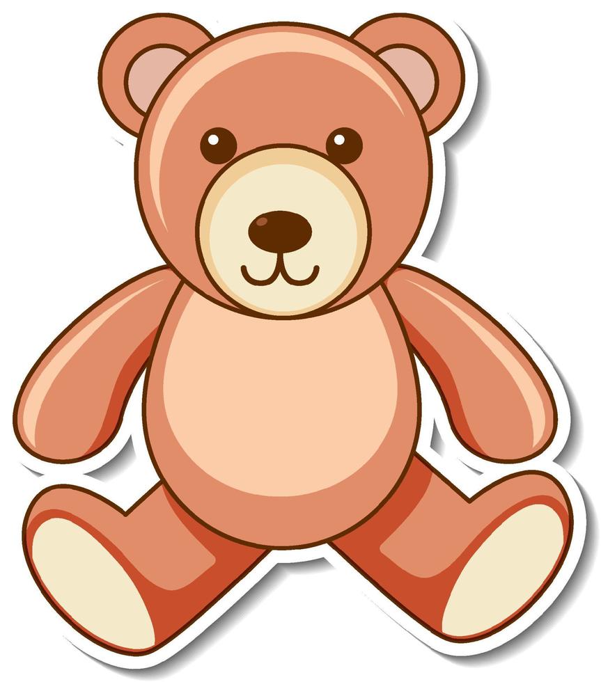 Diseño de etiqueta con un oso de peluche aislado vector