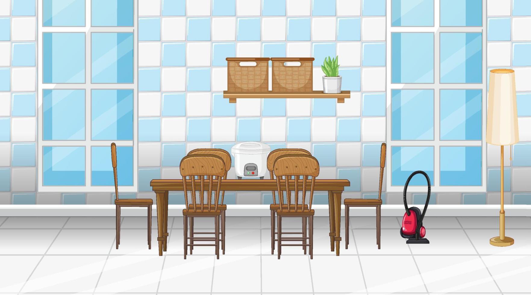 Dining room interior design with furniture vector