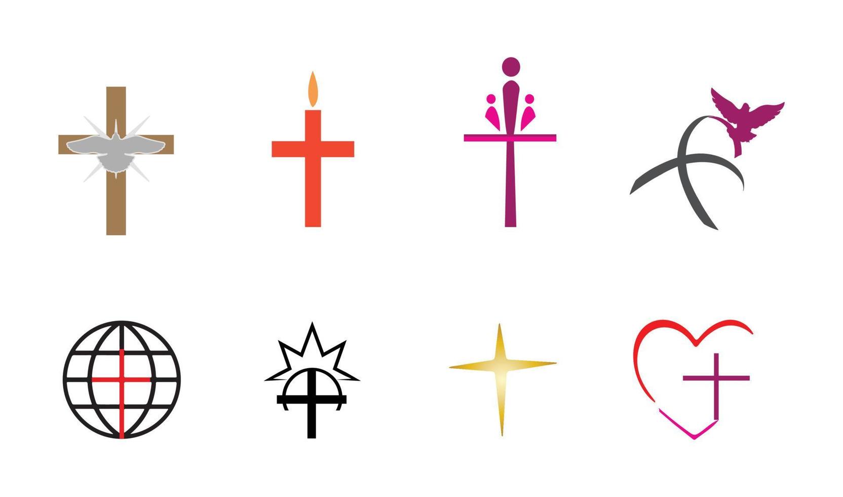 Set of creative cross icons isolated on white background vector