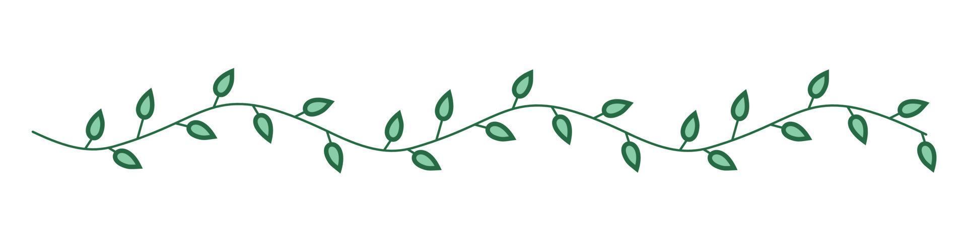 twig with leaves curved wavy vector
