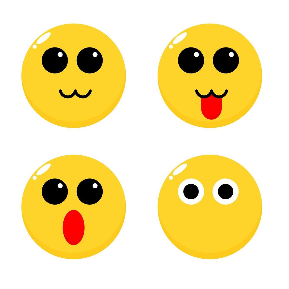 Set of cute emoji. Set of emoticons. Vector and illustration.