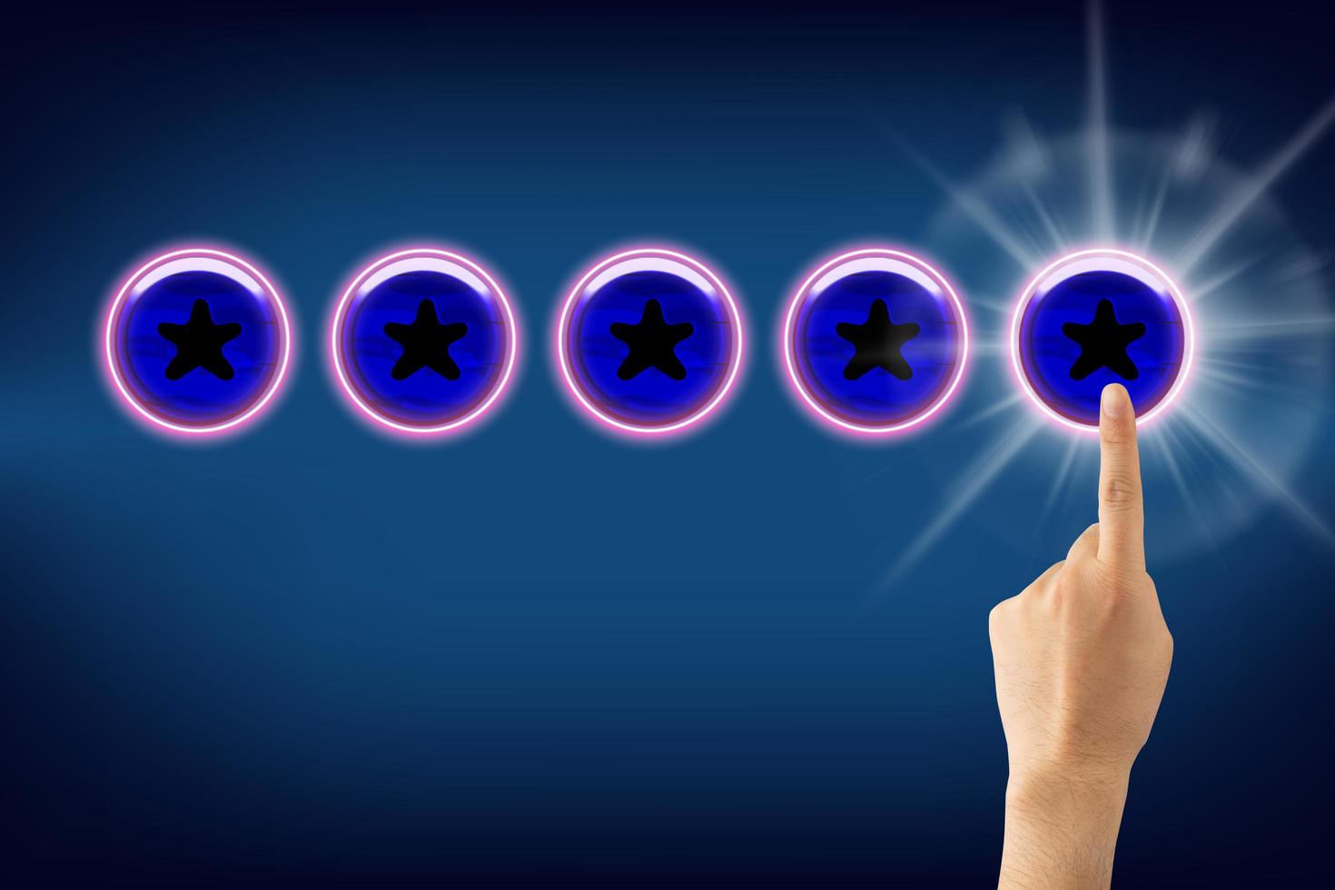 Touching Star rating and negative reviews concept, reputation management, Increase rating company or ranking photo