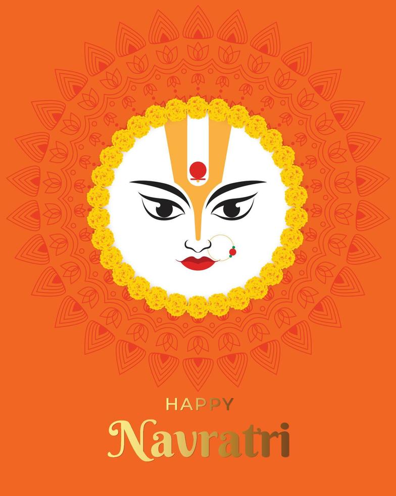 Beautiful abstract for Happy Navratri with nice and creative Maa Durga face design illustration, Happy Navratri, Durga Puja. vector
