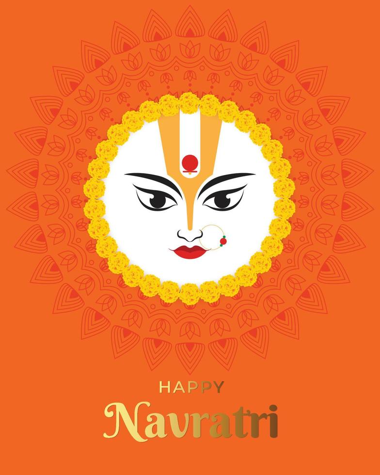 hermoso abstracto para navratri feliz con ilustración de diseño de cara maa durga agradable y creativa, navratri feliz, durga puja. vector