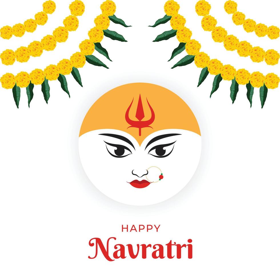 Vector illustration for Happy Navratri, happy Durga puja with Maa Durga face