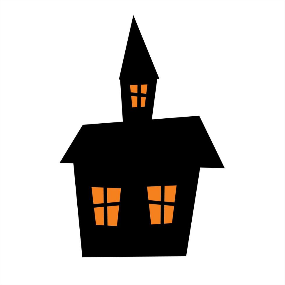 La decoración de la casa sesgada espeluznante para Halloween se aísla en un fondo blanco. ilustración vectorial en un estilo sencillo. vector