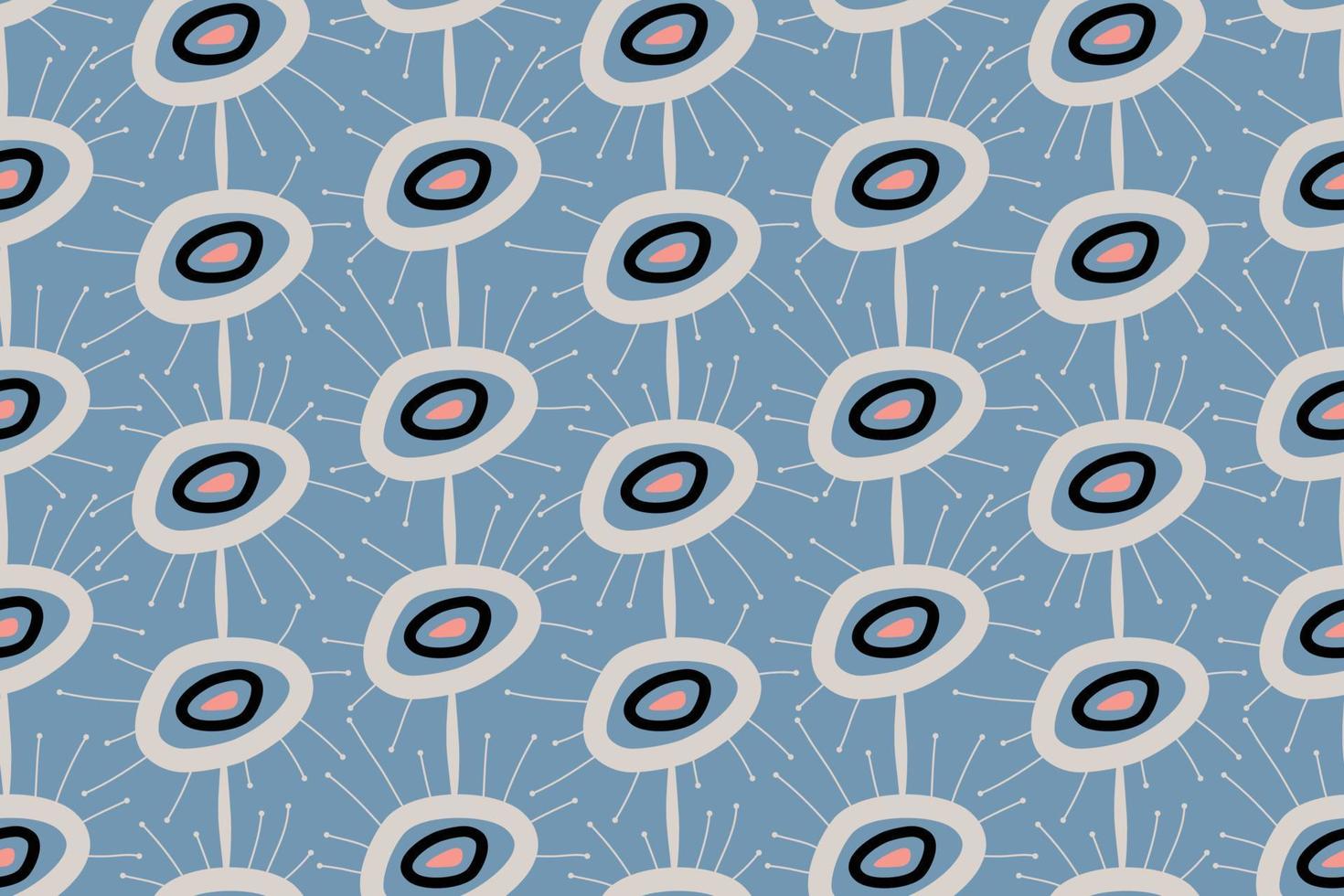 Geometric seamless pattern of Mid-Century Modern style design. Vector illustration in a simple style. A pattern with abstractions and stripes in a retro vintage style