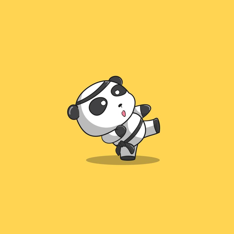 panda illustration angry using karate uniform vector icon illustration