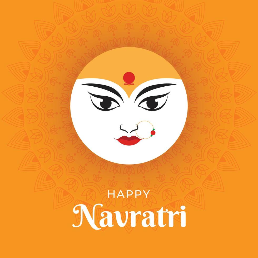 deseos felices de navratri, arte conceptual de navratri, ilustración creativa de la diosa durga maa vector de cara