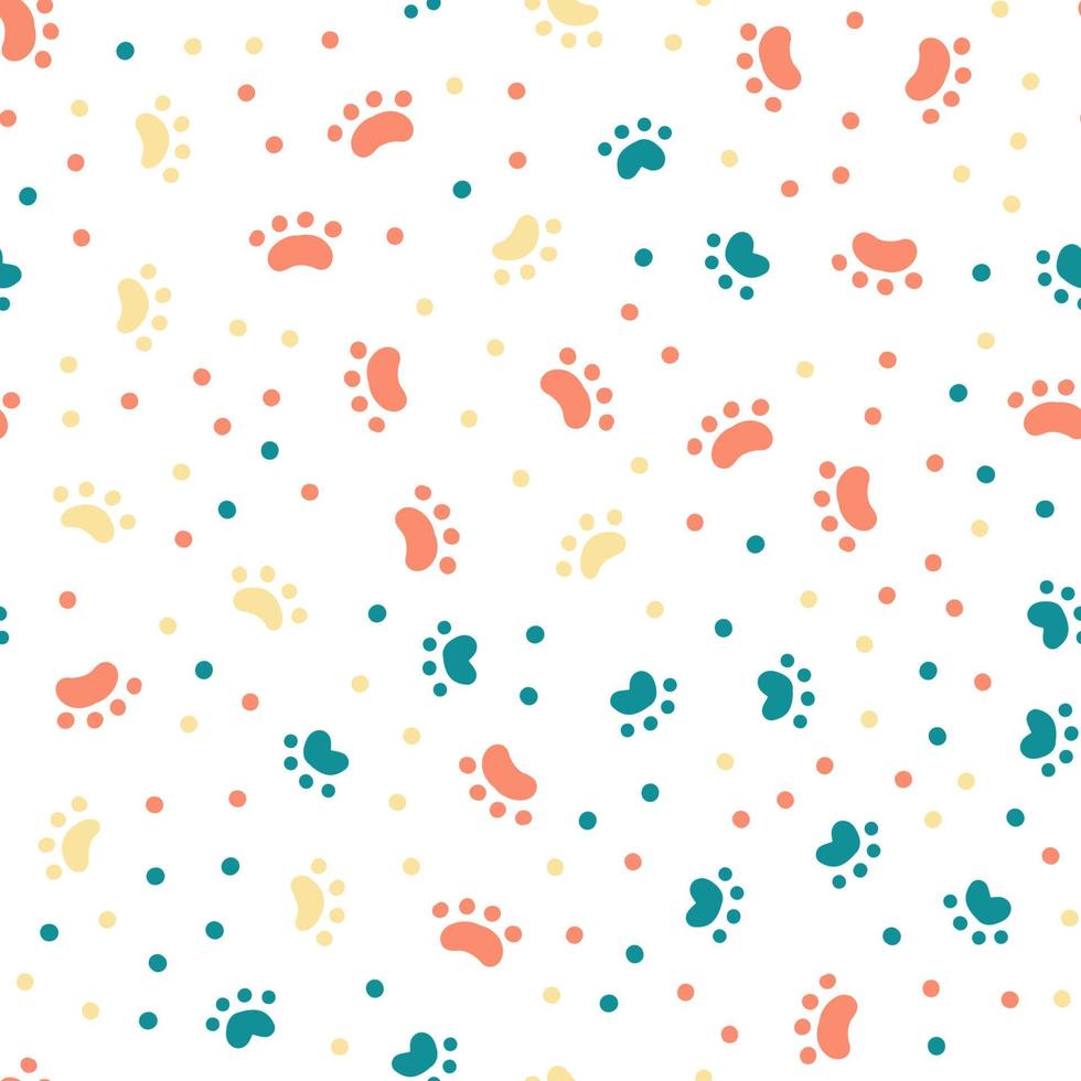 Seamless pattern with hand drawn Cat or dog footprint. vector