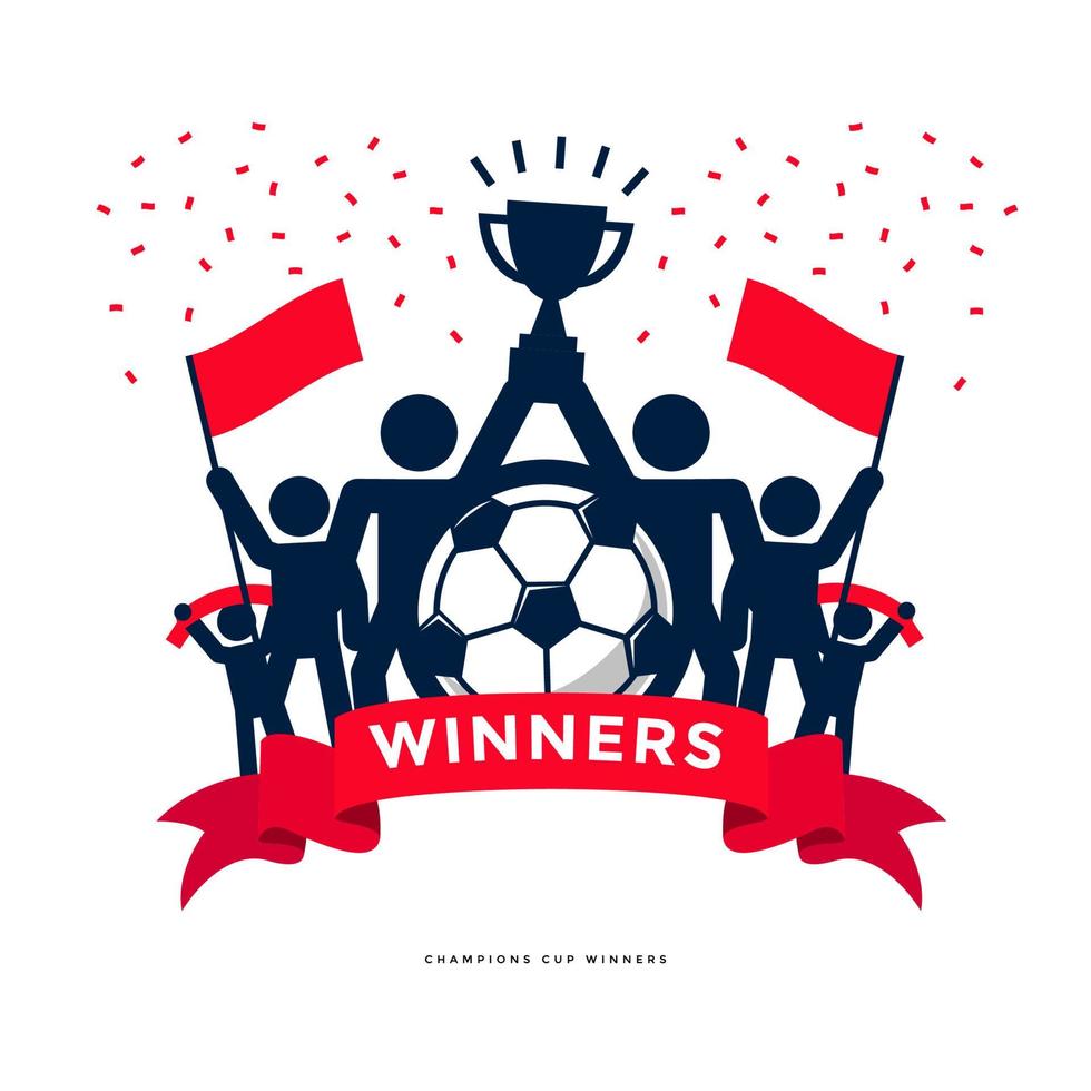 Stick Figures of The Winner Cup Soccer or Football Champions. vector