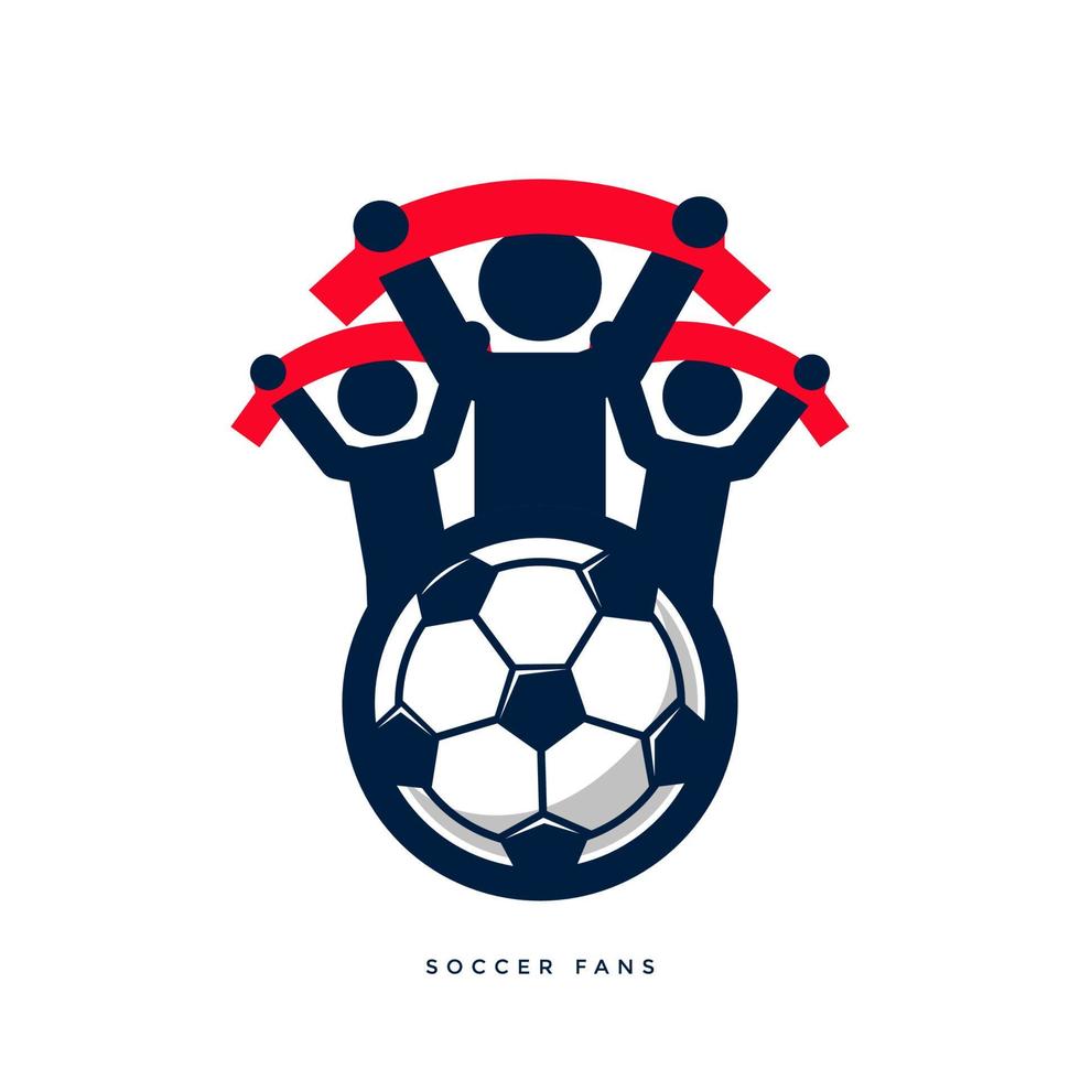 aficionados al fútbol con bufandas. vector