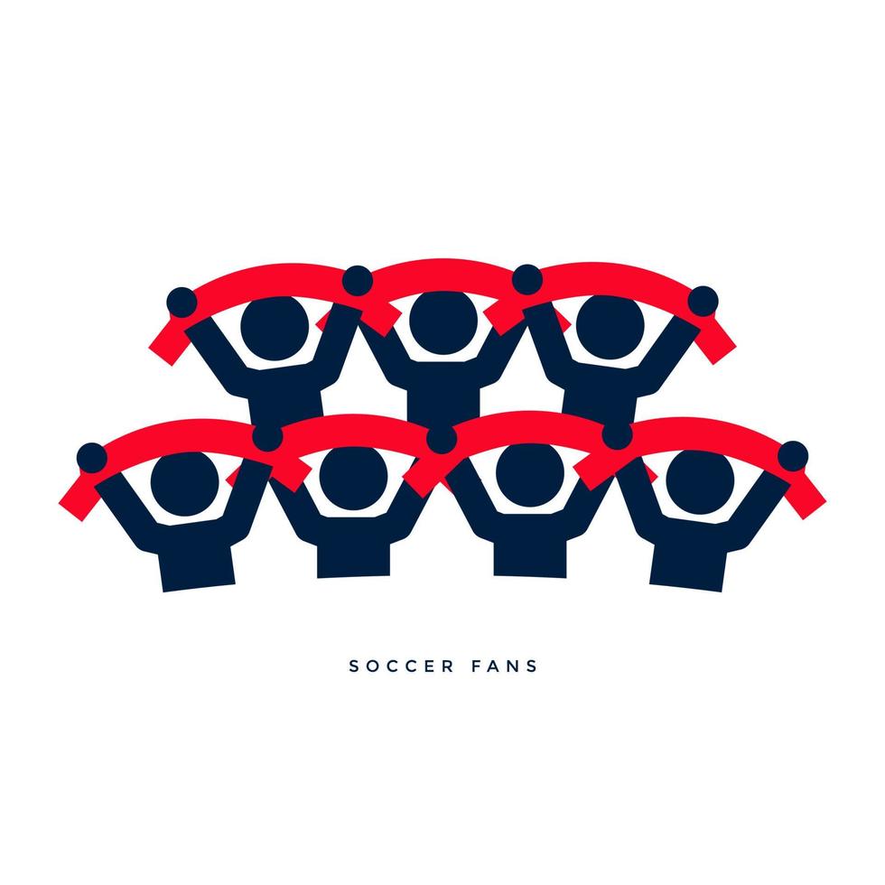 Soccer fans with scarves. vector