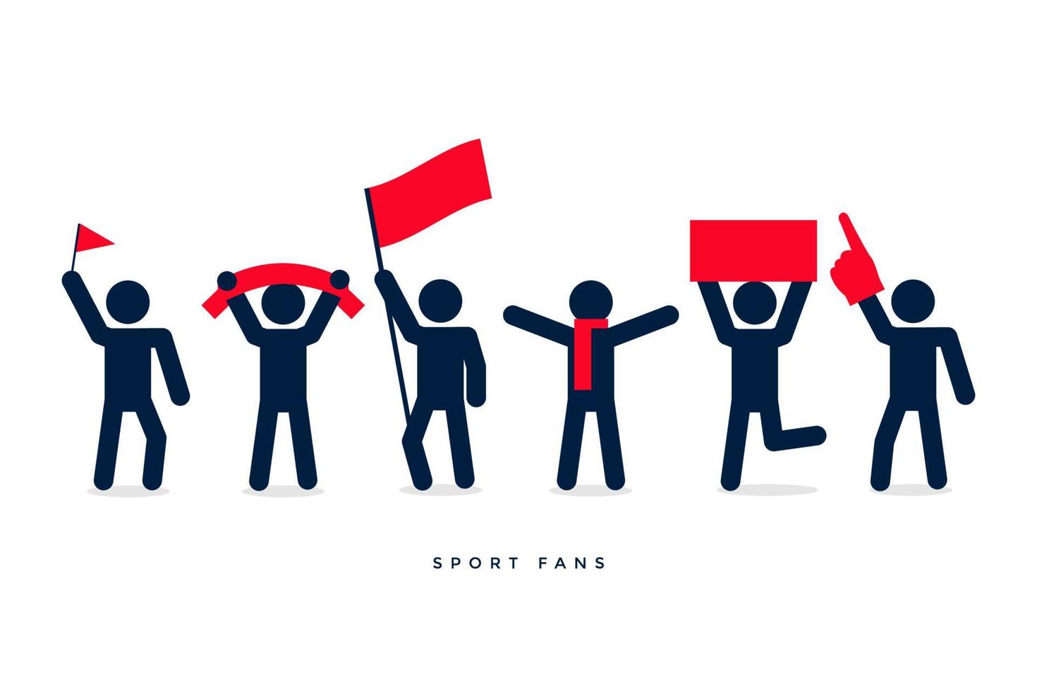 Stick figures of sport fans cheering team. vector