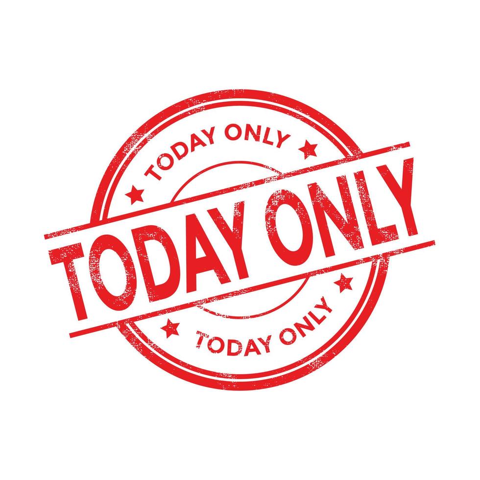 Red Today Only rubber stamp on white background. vector