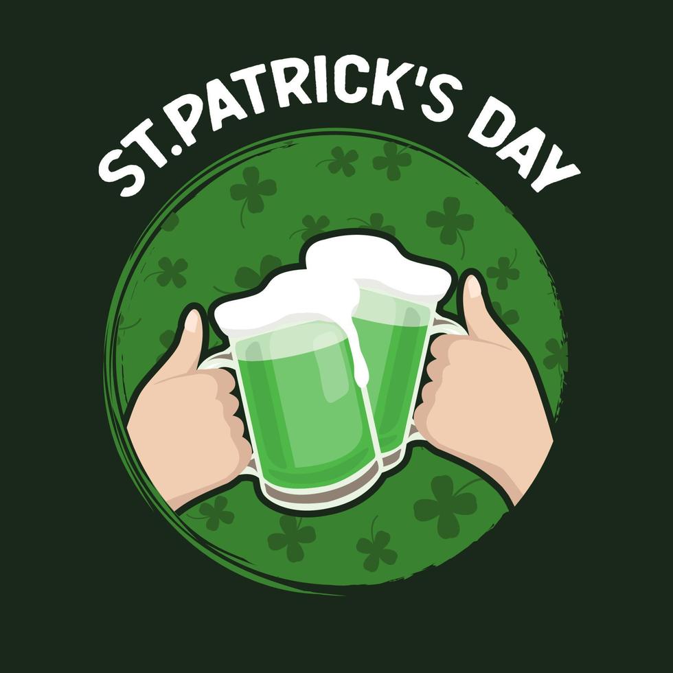 St. Patrick's Day, Happy friends celebrating in the bar with a cheerful toast. vector