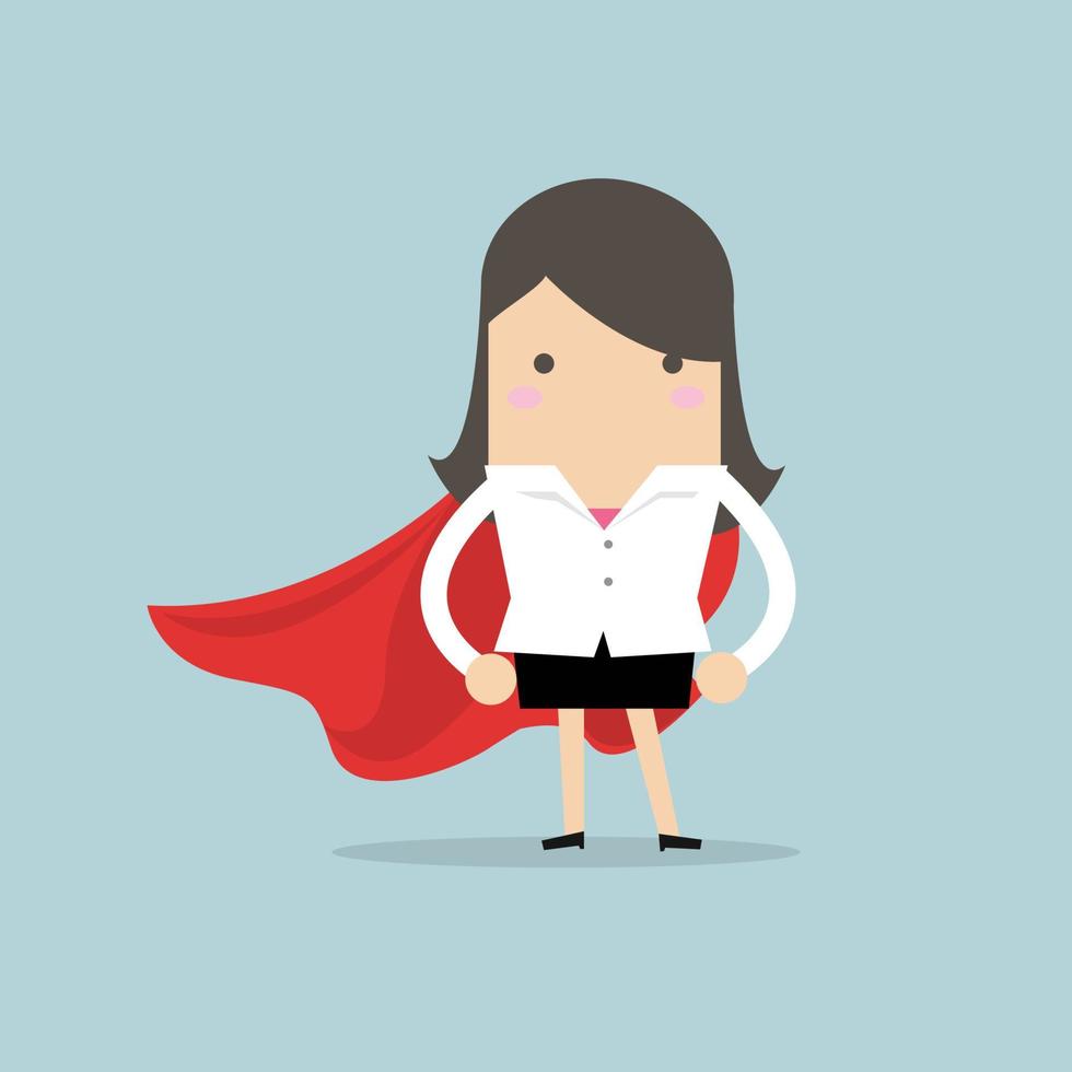 Super Businesswoman with red cape. vector
