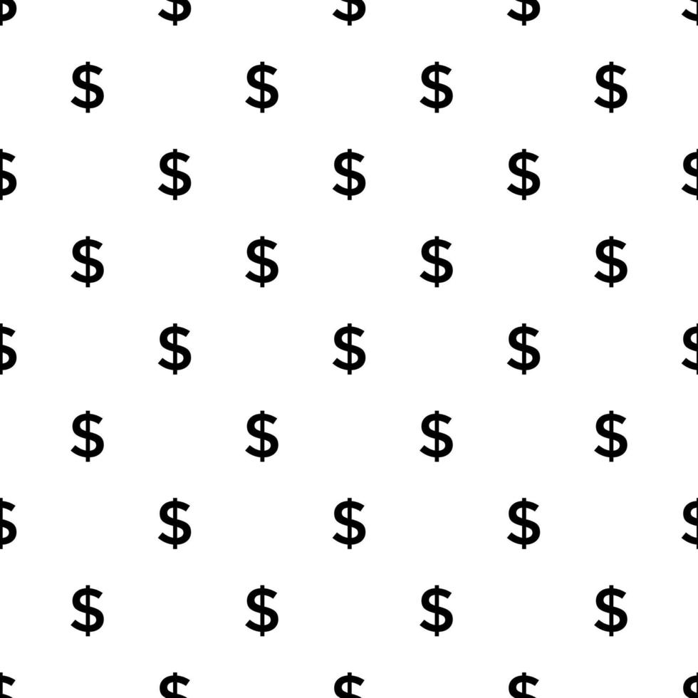 Dollar sign seamless pattern on white background. vector