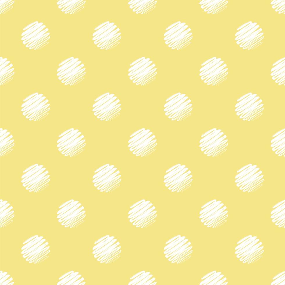 Hand drawn yellow and white polka dot seamless pattern. vector